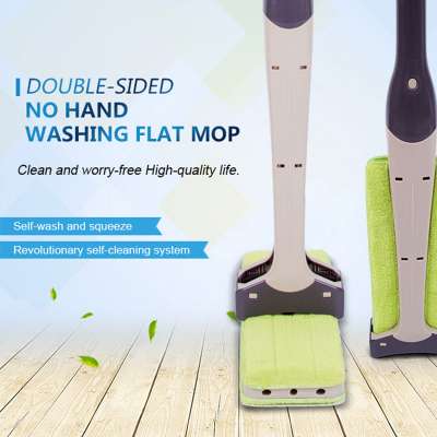 Stainless steel handle anti-bacterial hand free double sided mop